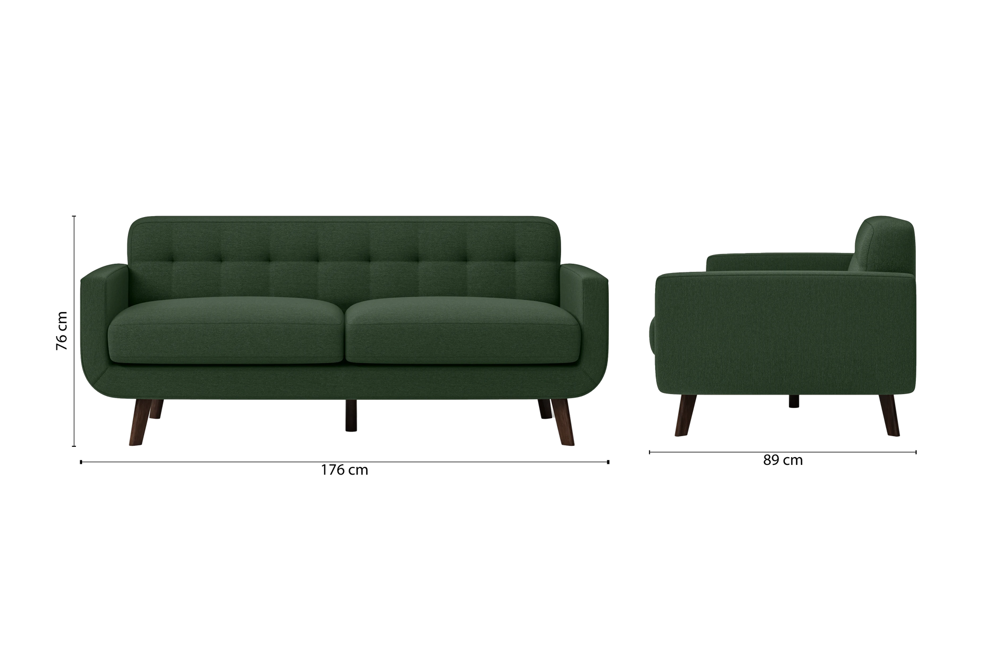 Marsela 2 Seater Sofa Forest Green Linen Fabric