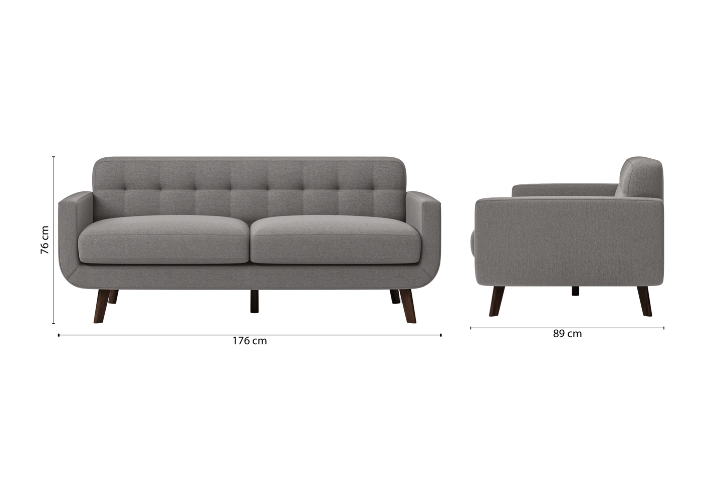 Marsela 2 Seater Sofa Grey Linen Fabric