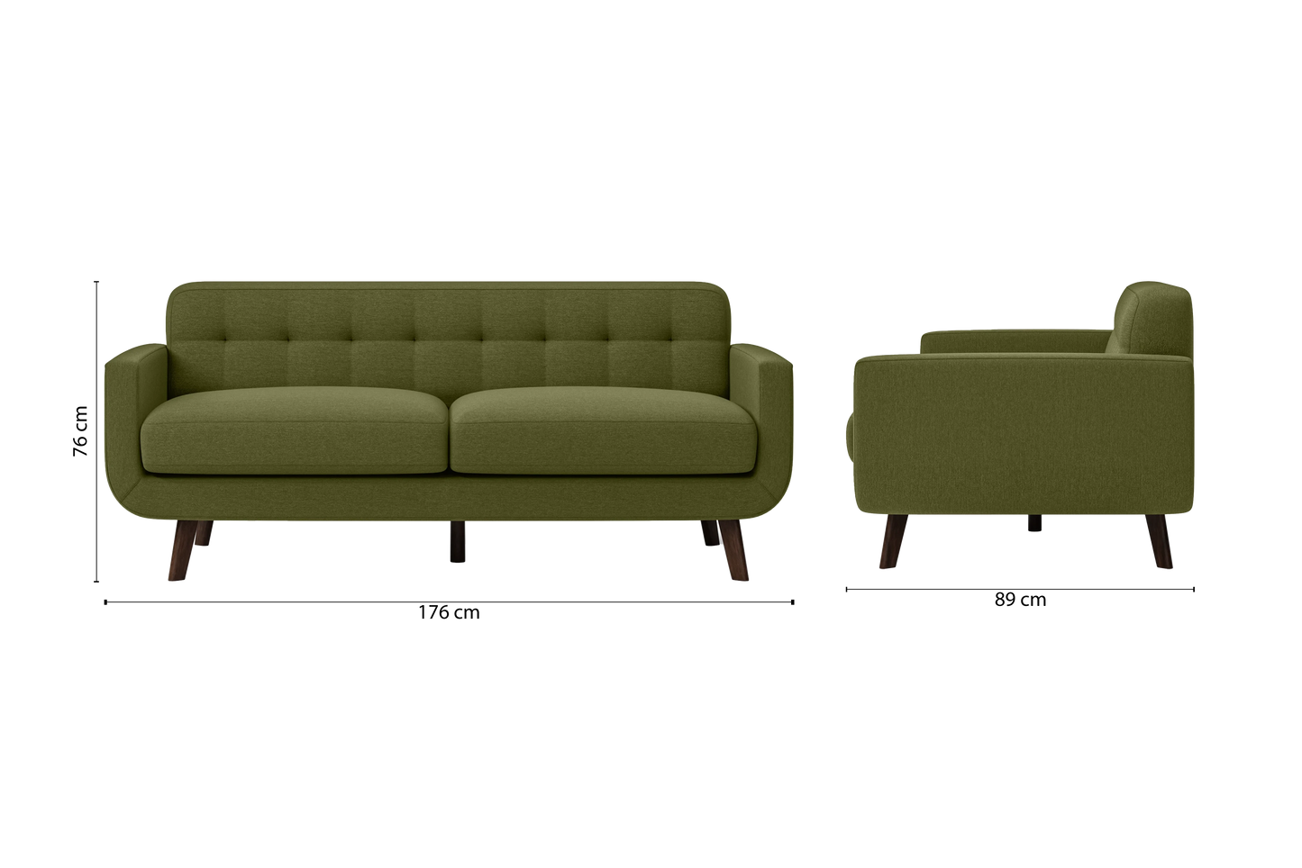 Marsela 2 Seater Sofa Olive Linen Fabric