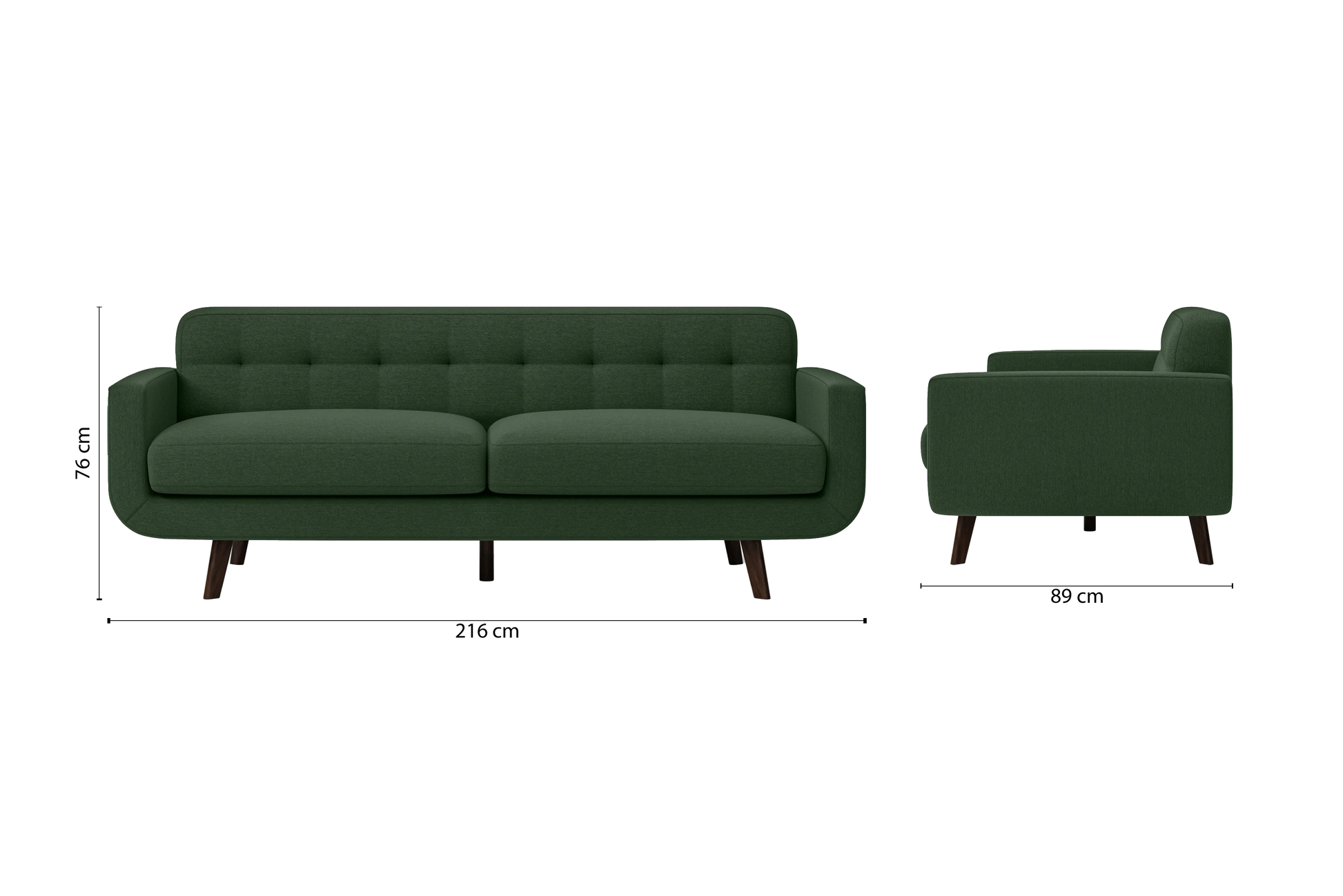 Marsela 3 Seater Sofa Forest Green Linen Fabric