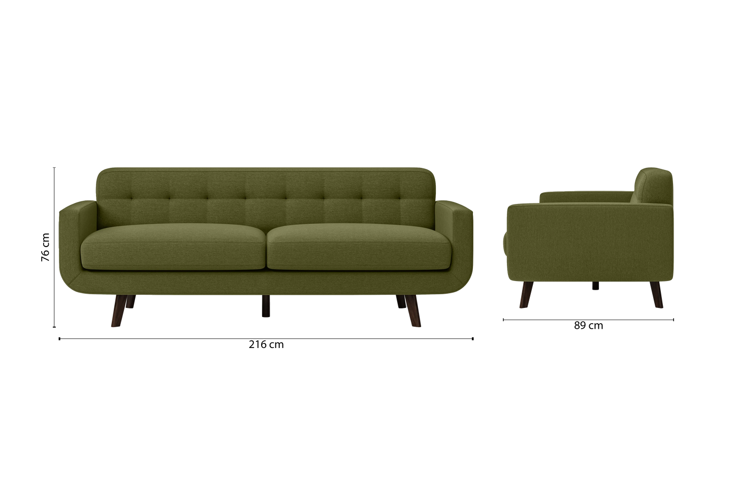 Marsela 3 Seater Sofa Olive Linen Fabric