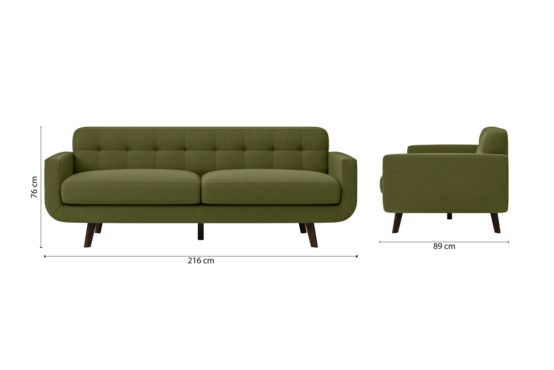 Marsela 3 Seater Sofa Olive Linen Fabric