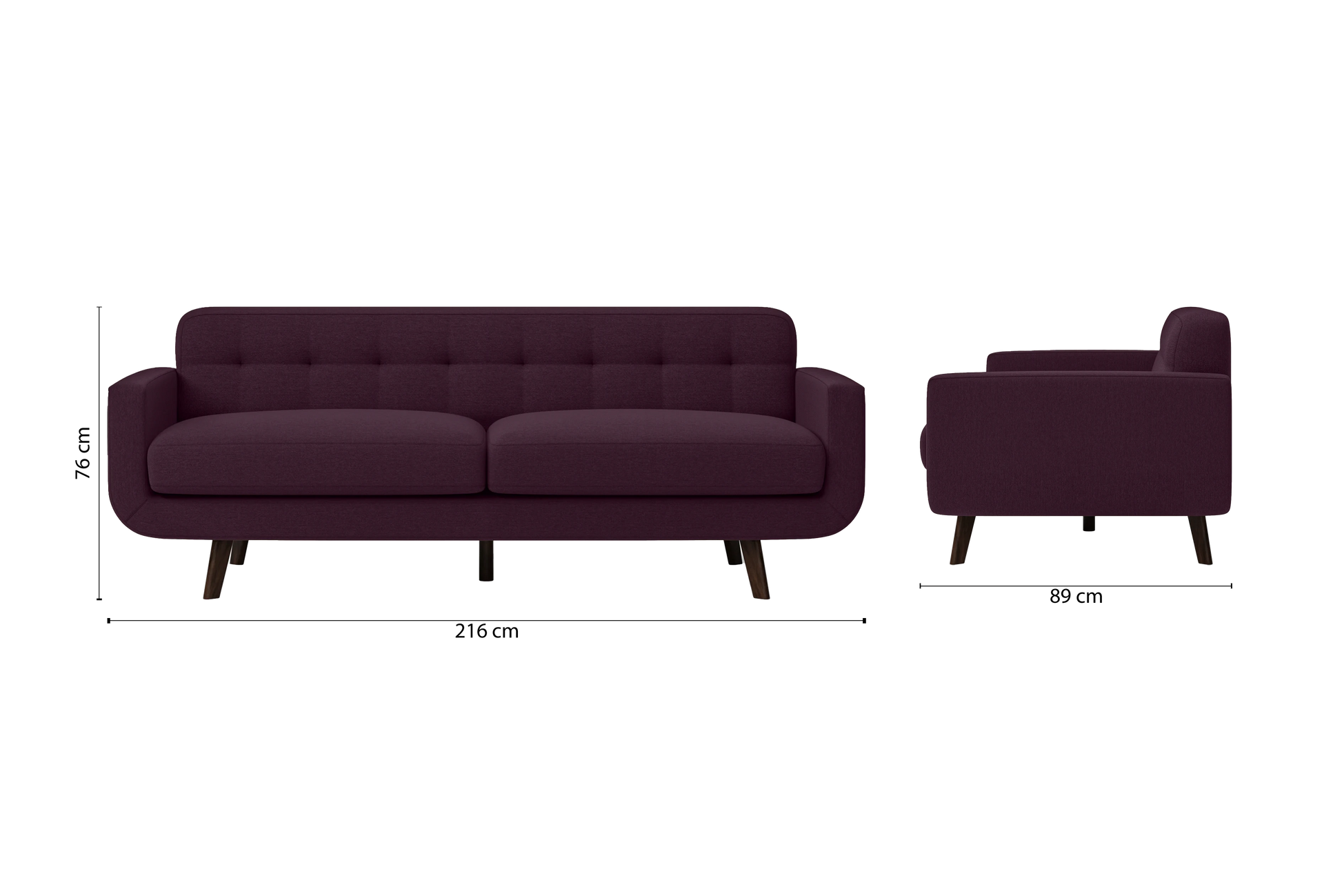 Marsela 3 Seater Sofa Purple Linen Fabric