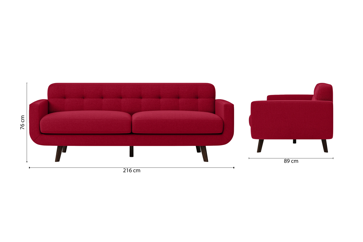 Marsela 3 Seater Sofa Red Linen Fabric