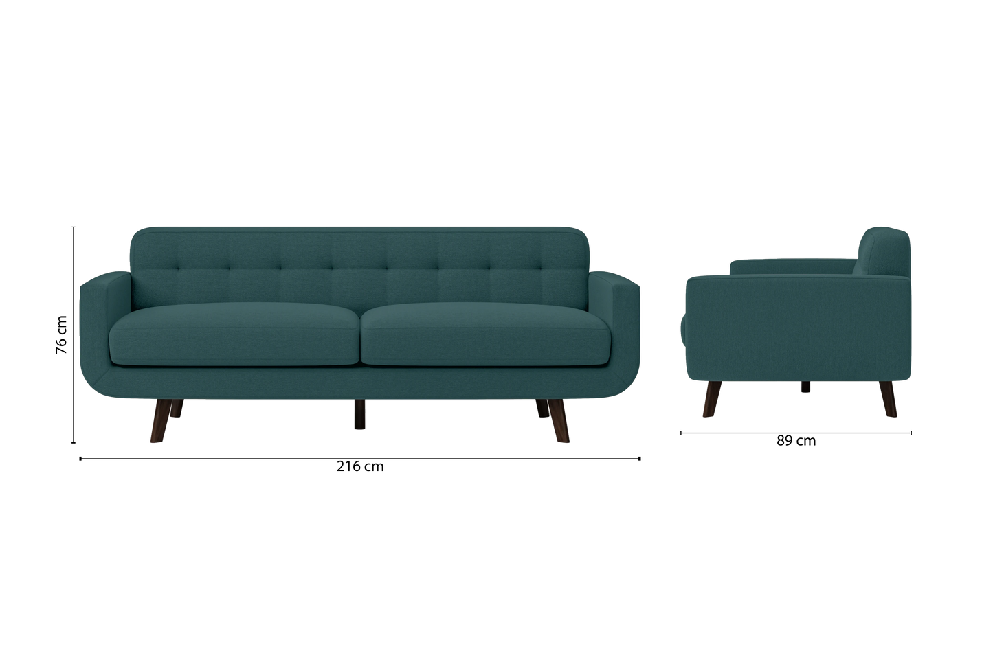 Marsela 3 Seater Sofa Teal Linen Fabric