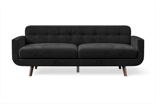 Marsela 3 Seater Sofa Black Velvet