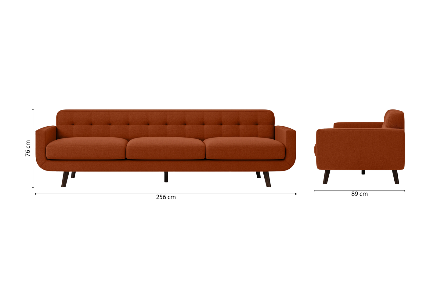 Marsela 4 Seater Sofa Orange Linen Fabric