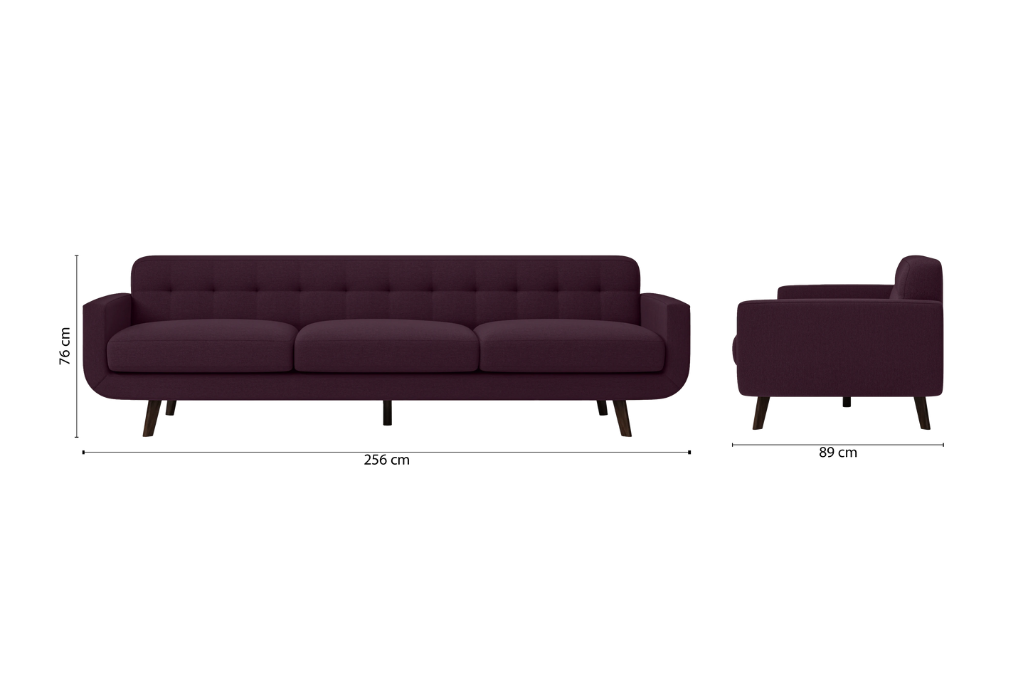 Marsela 4 Seater Sofa Purple Linen Fabric