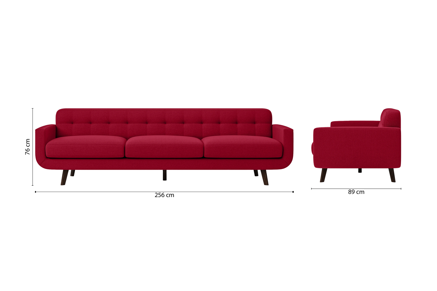 Marsela 4 Seater Sofa Red Linen Fabric