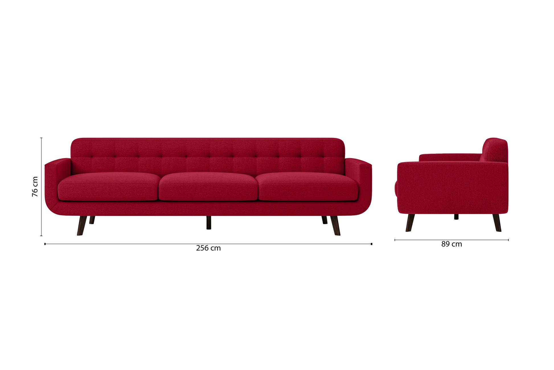 Marsela 4 Seater Sofa Red Linen Fabric