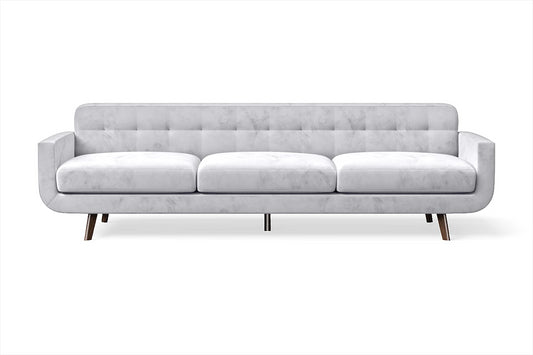 Marsela 4 Seater Sofa Silver Velvet