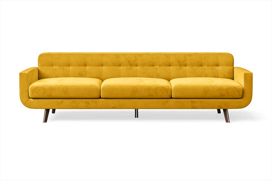 Marsela 4 Seater Sofa Yellow Velvet