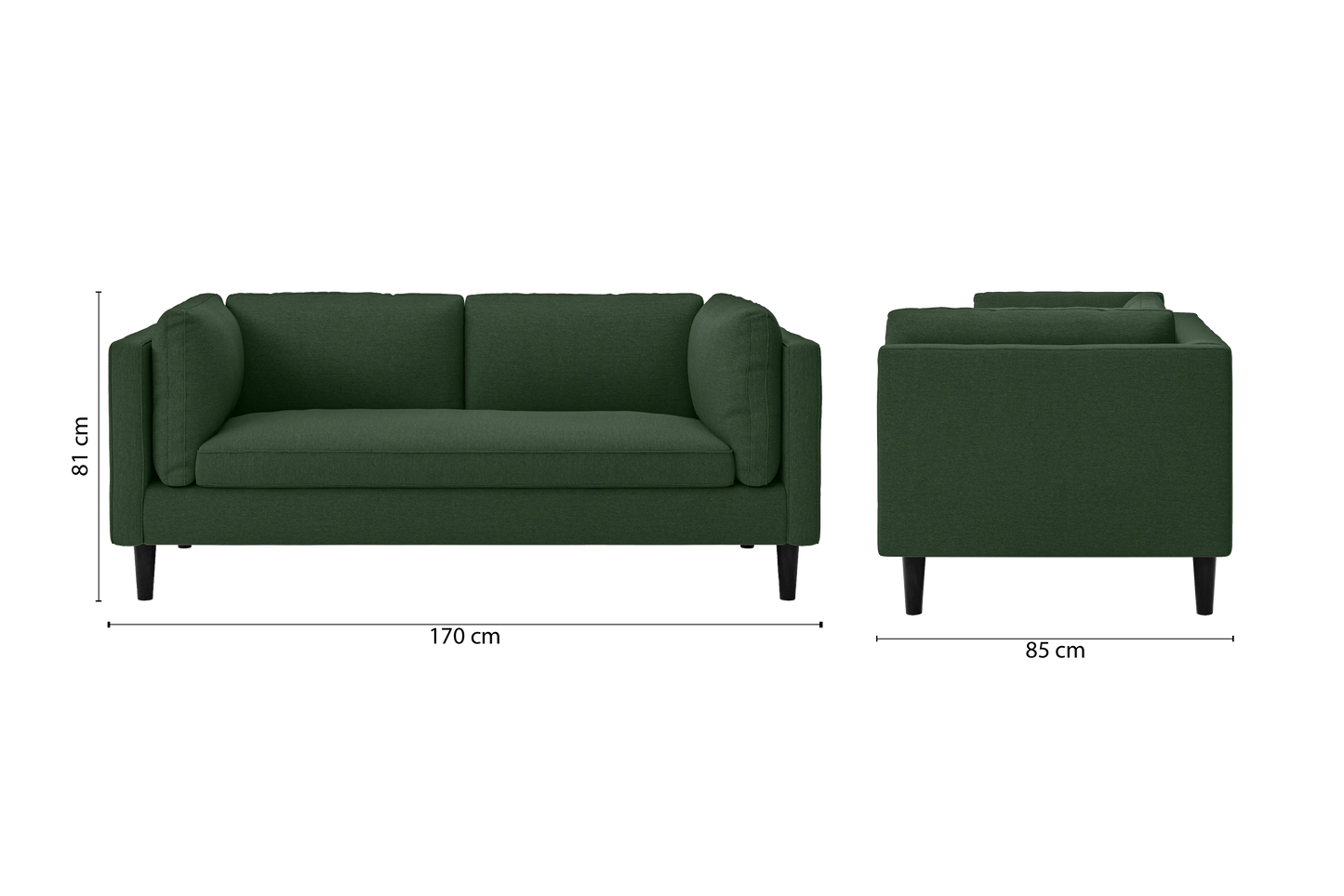 Matera 2 Seater Sofa Forest Green Linen Fabric