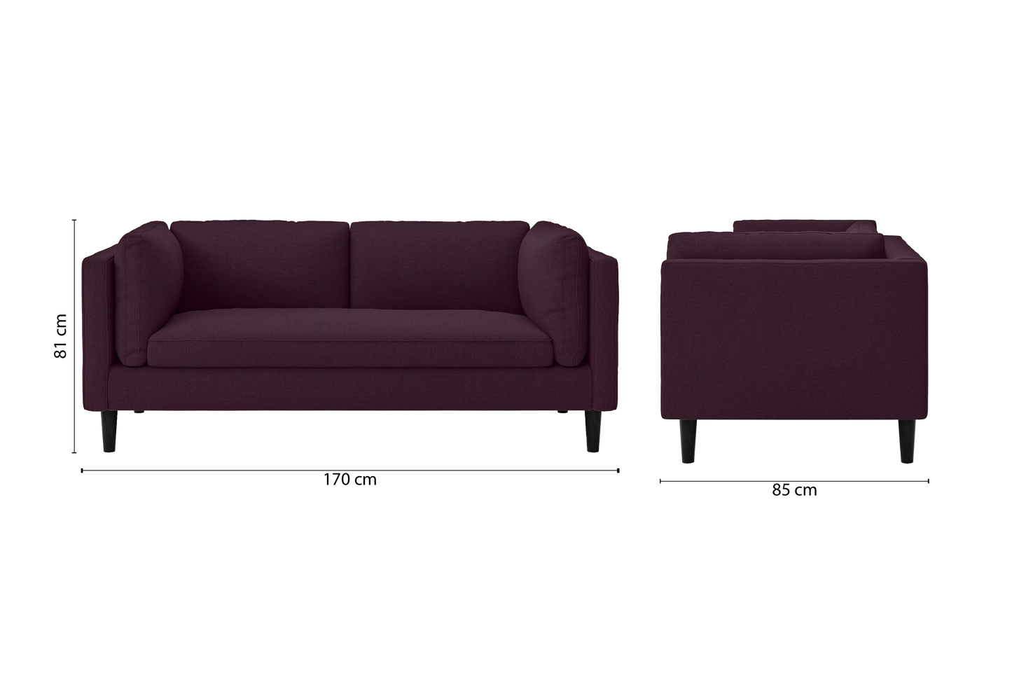 Matera 2 Seater Sofa Purple Linen Fabric