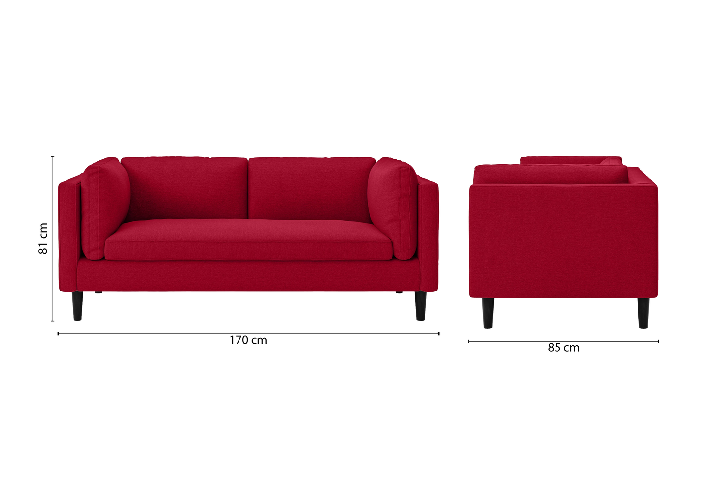 Matera 2 Seater Sofa Red Linen Fabric