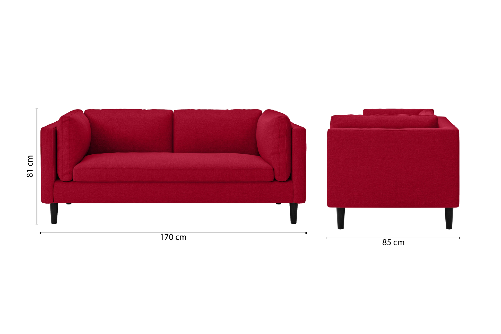 Matera 2 Seater Sofa Red Linen Fabric