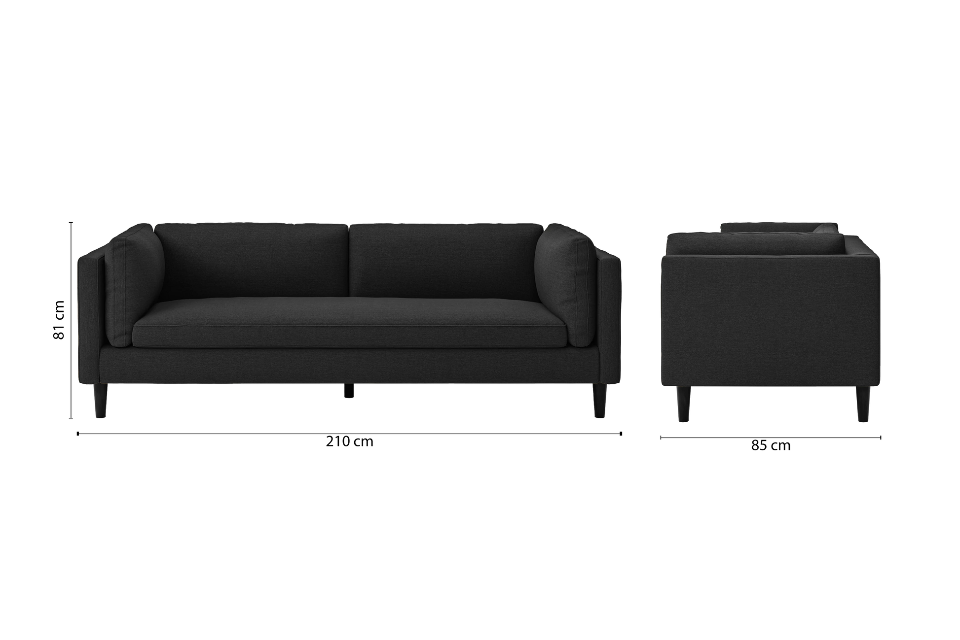 Matera 3 Seater Sofa Black Linen Fabric