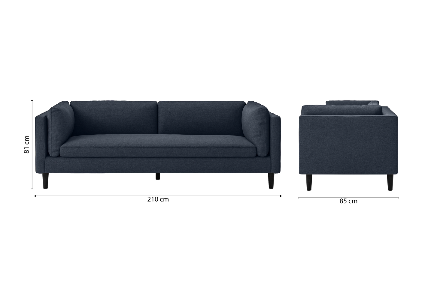 Matera 3 Seater Sofa Dark Blue Linen Fabric