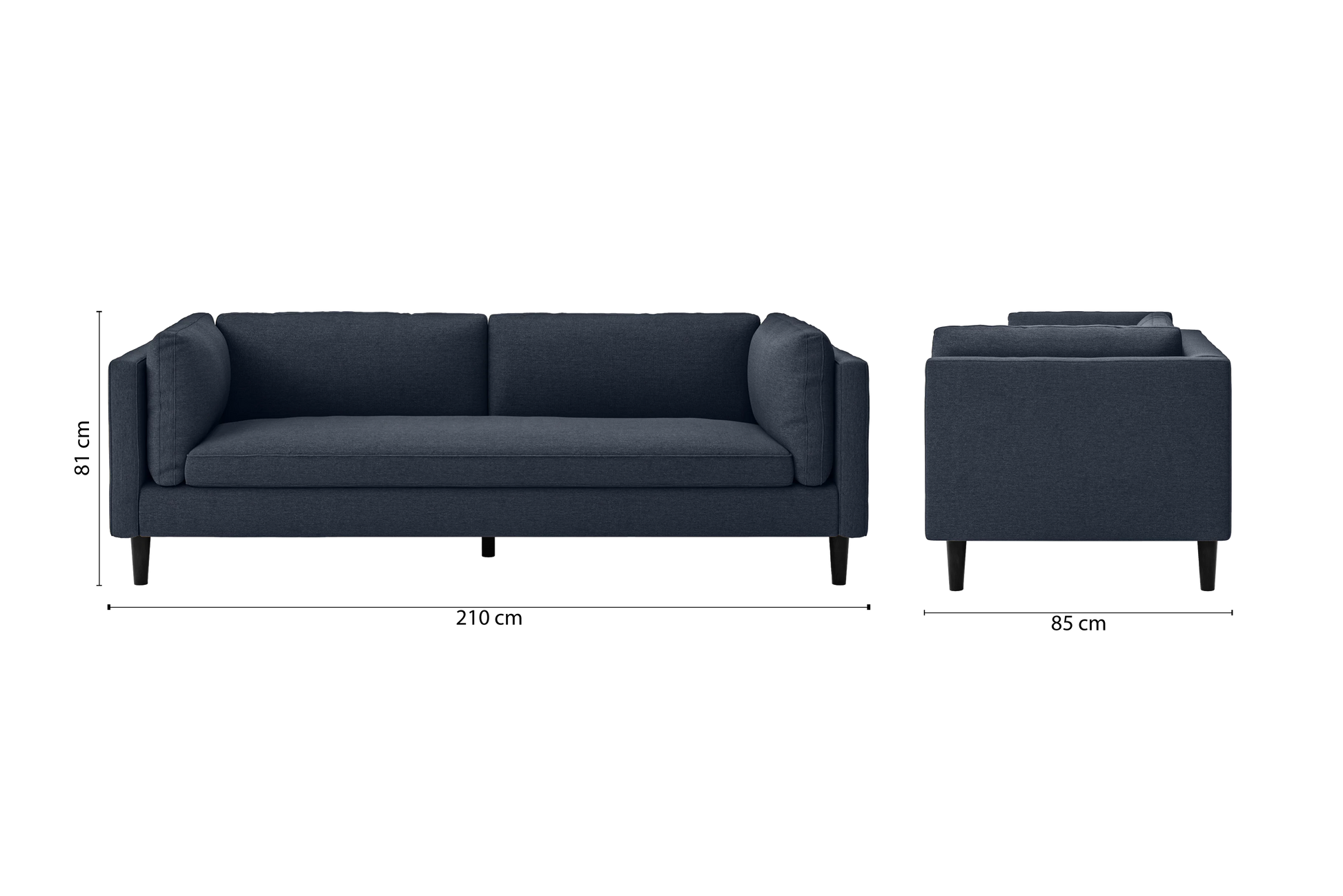 Matera 3 Seater Sofa Dark Blue Linen Fabric