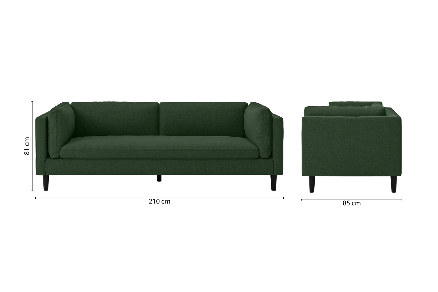 Matera 3 Seater Sofa Forest Green Linen Fabric