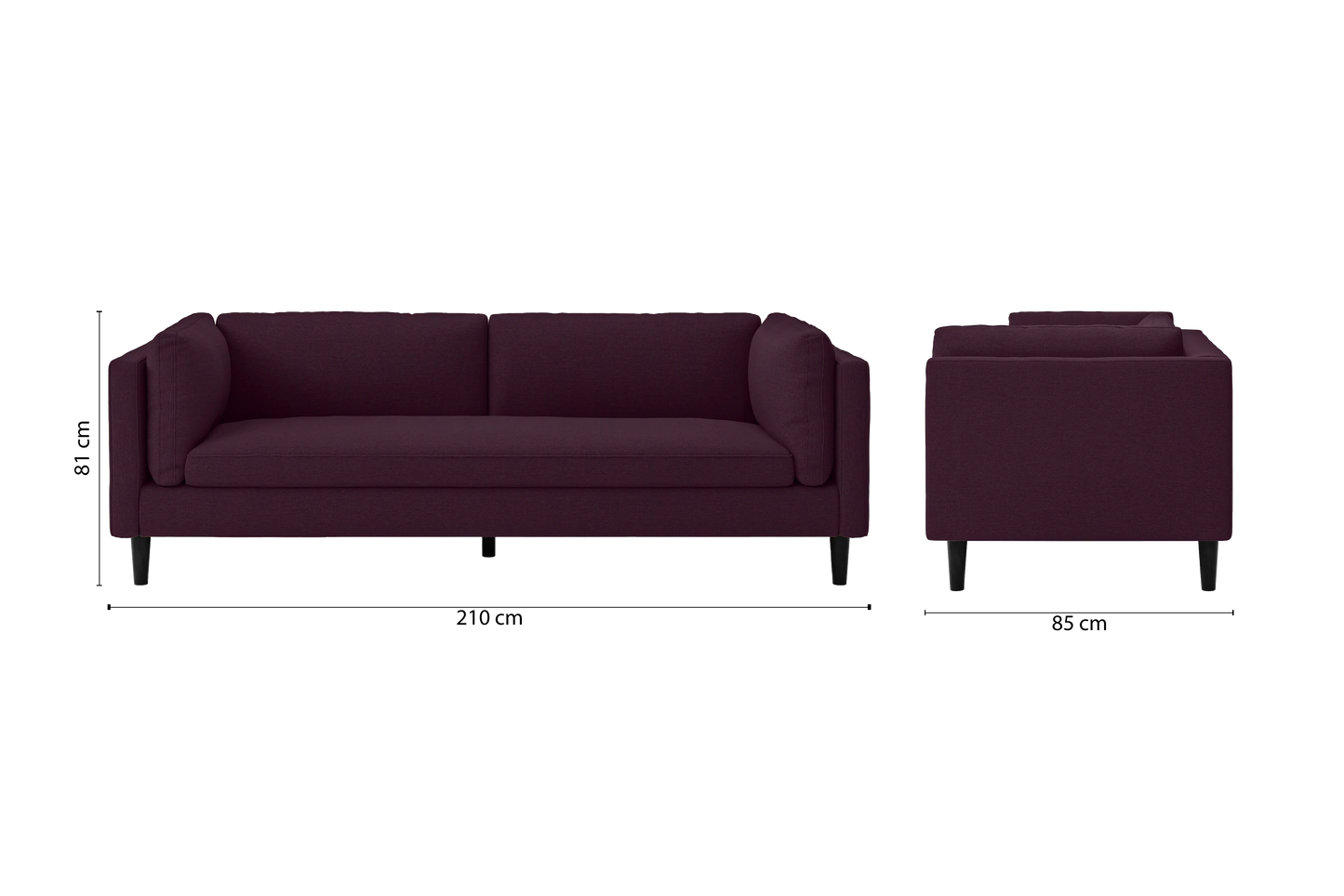 Matera 3 Seater Sofa Purple Linen Fabric