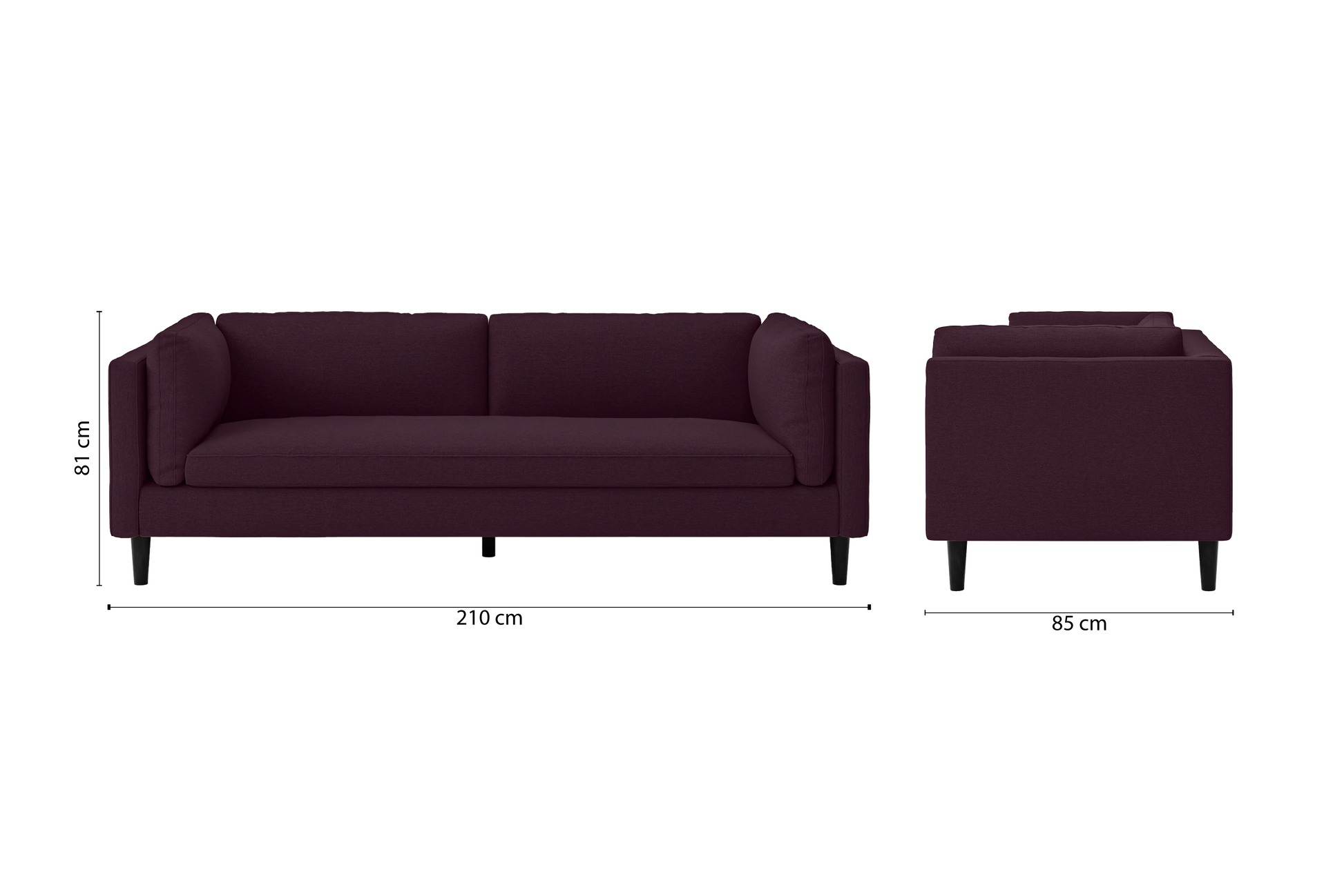 Matera 3 Seater Sofa Purple Linen Fabric