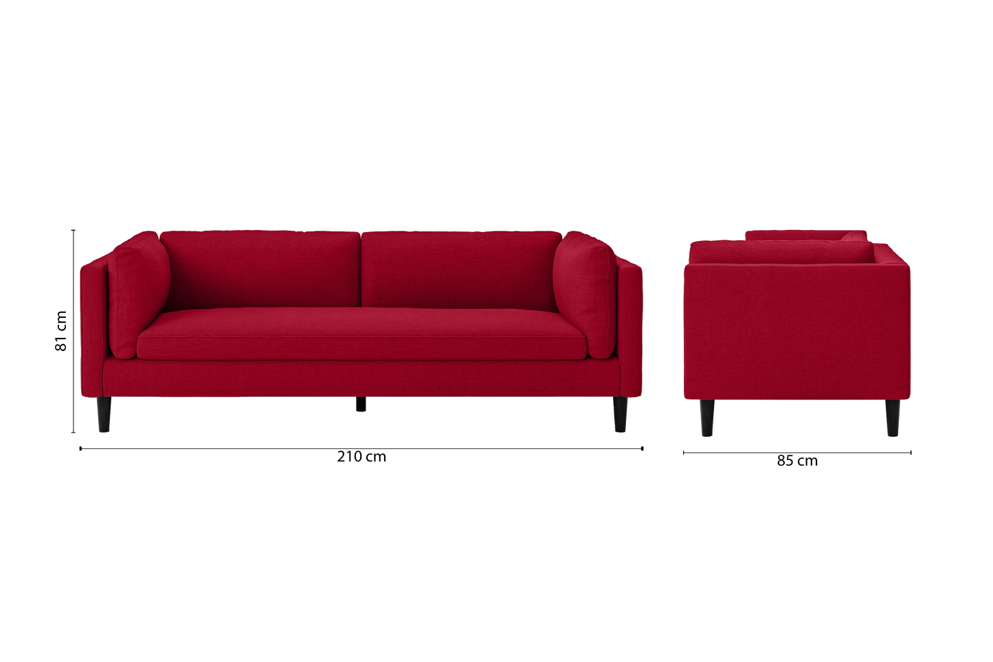 Matera 3 Seater Sofa Red Linen Fabric