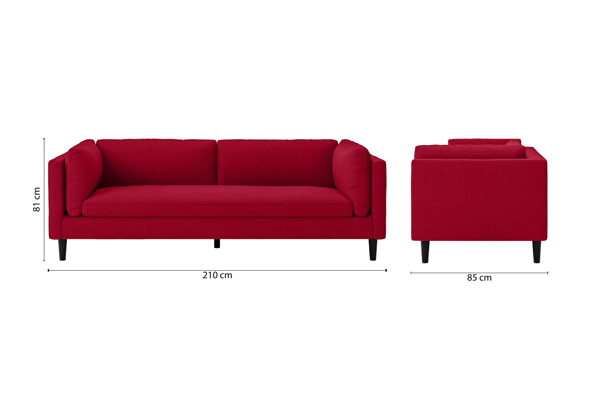 Matera 3 Seater Sofa Red Linen Fabric