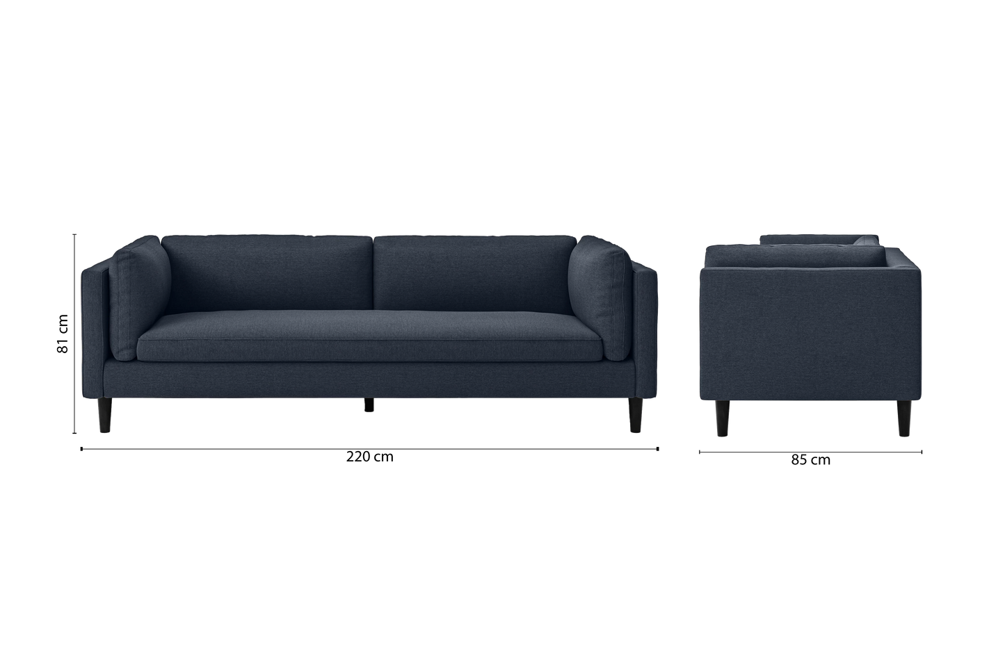 Matera 4 Seater Sofa Dark Blue Linen Fabric