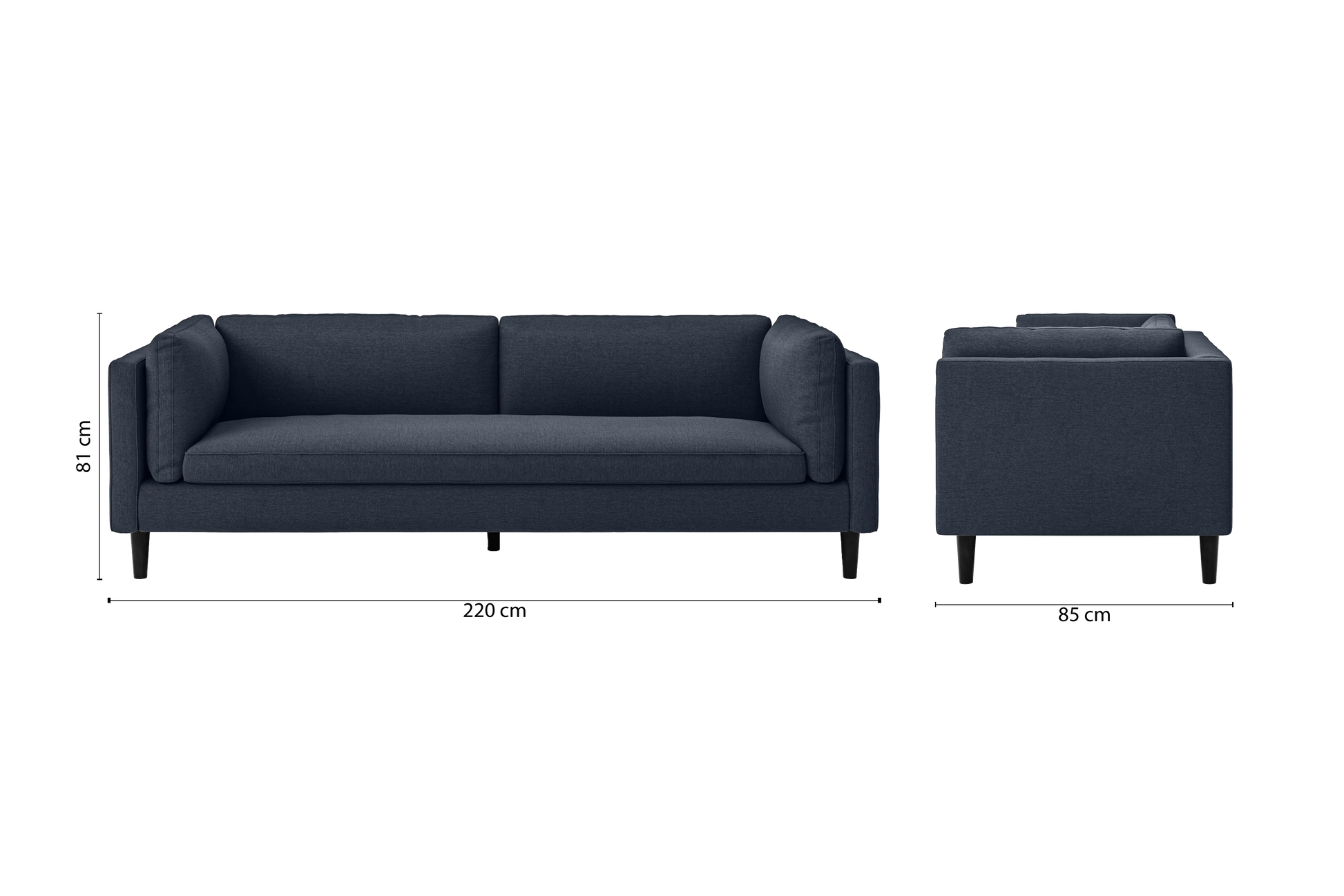 Matera 4 Seater Sofa Dark Blue Linen Fabric