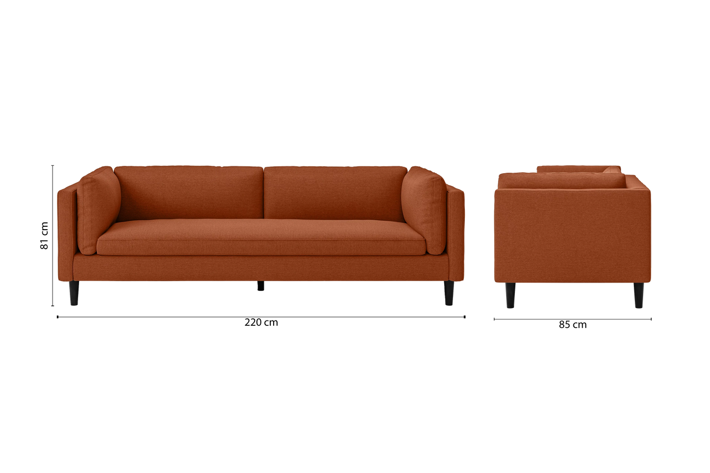 Matera 4 Seater Sofa Orange Linen Fabric