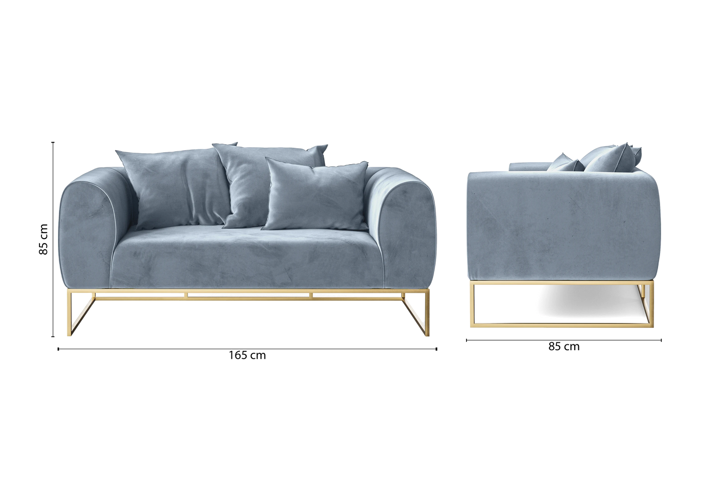 Mazara 2 Seater Sofa Baby Blue Velvet