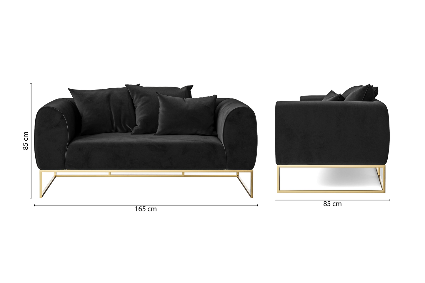 Mazara 2 Seater Sofa Black Velvet