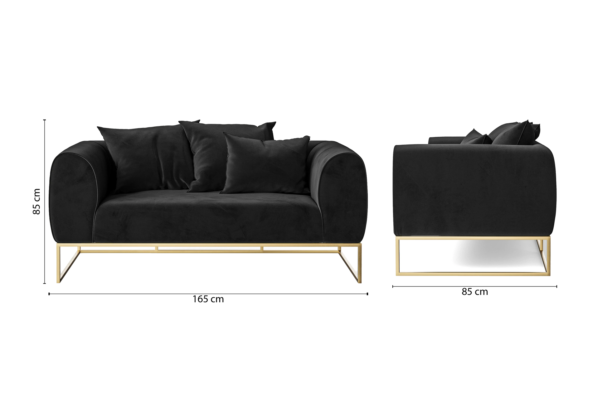 Mazara 2 Seater Sofa Black Velvet