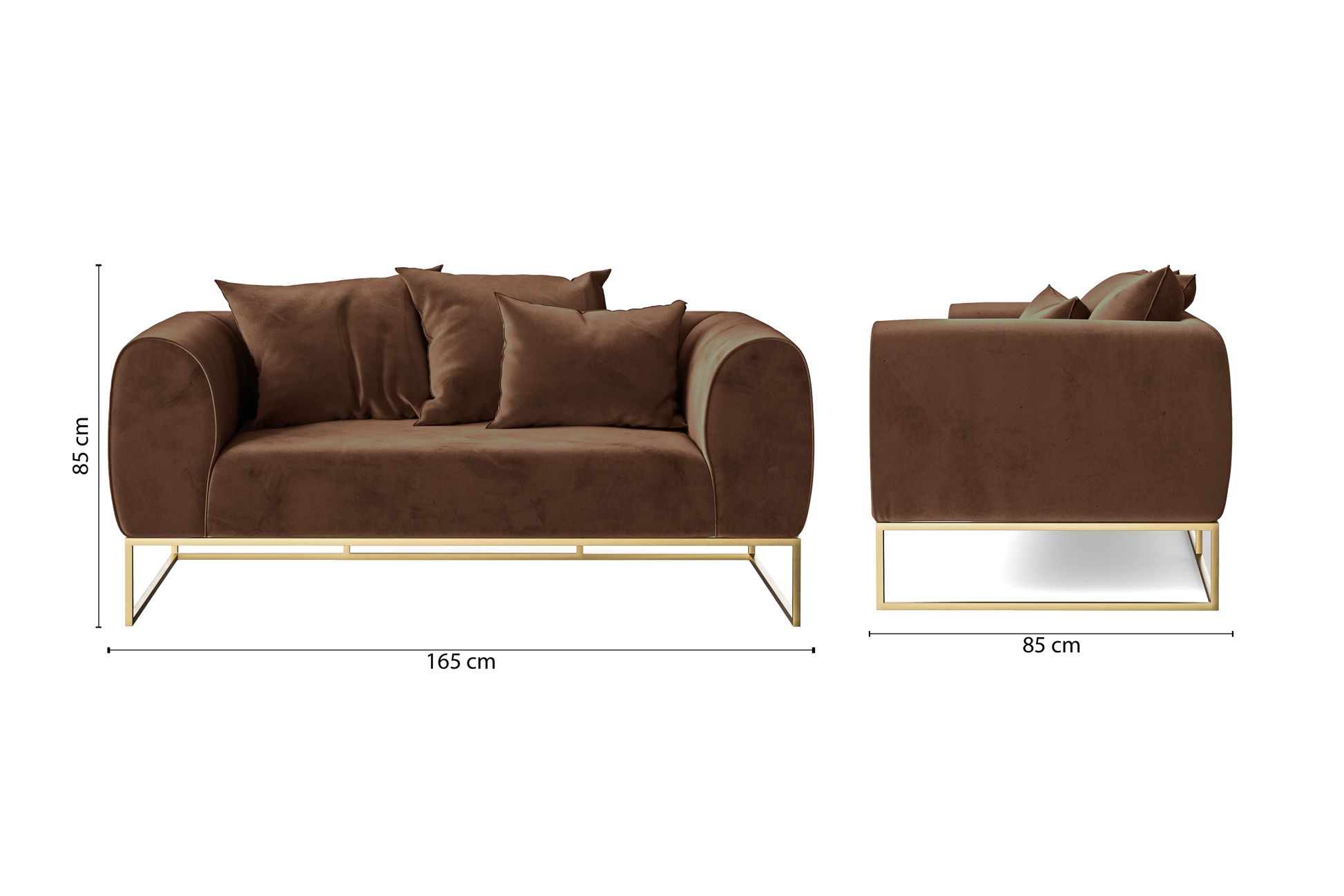 Mazara 2 Seater Sofa Coffee Brown Velvet