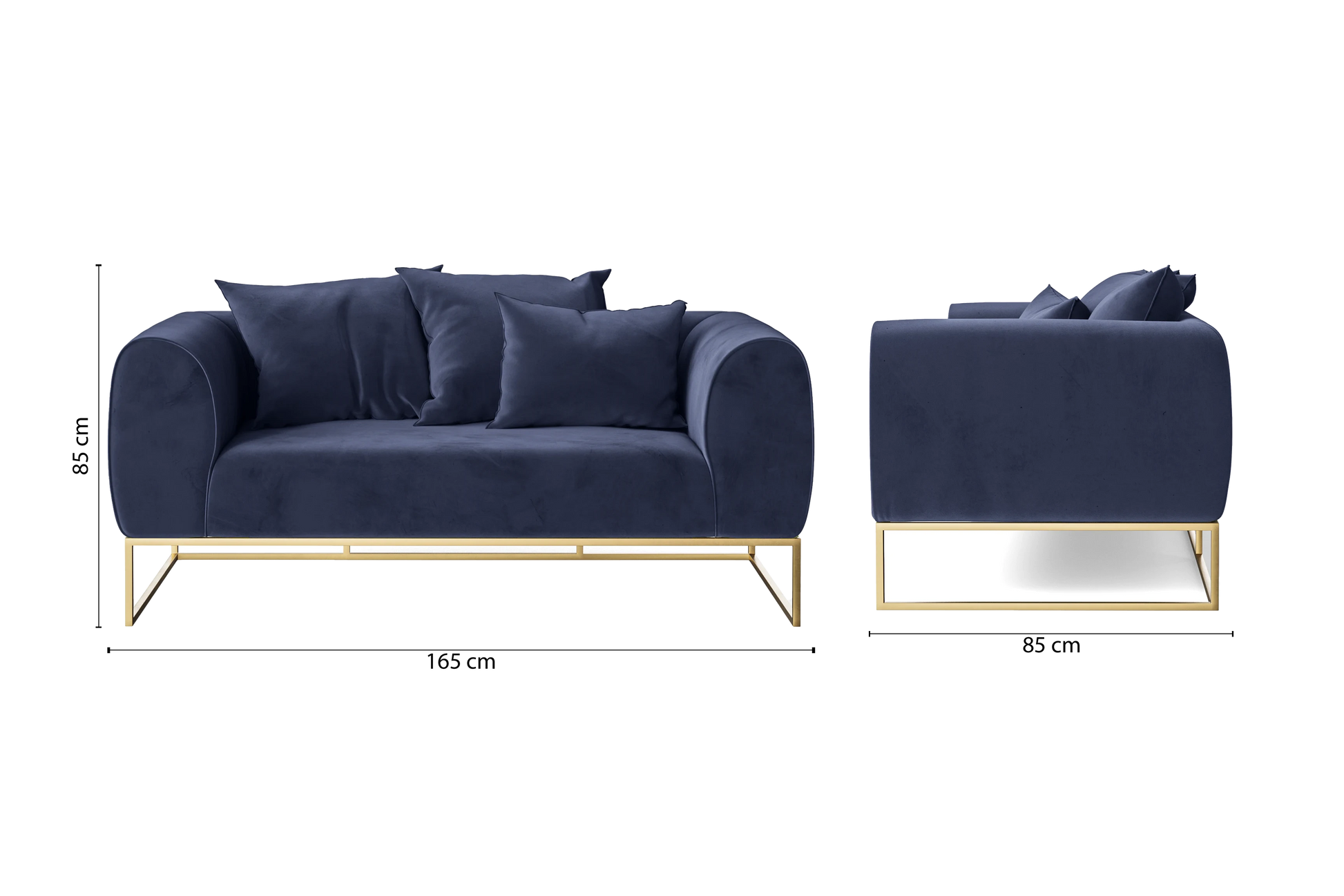 Mazara 2 Seater Sofa Dark Blue Velvet