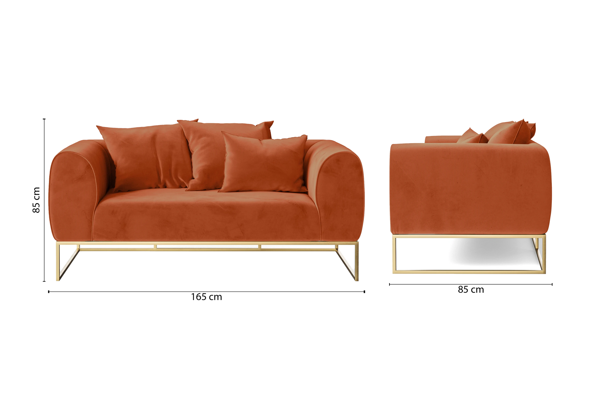 Mazara 2 Seater Sofa Orange Velvet