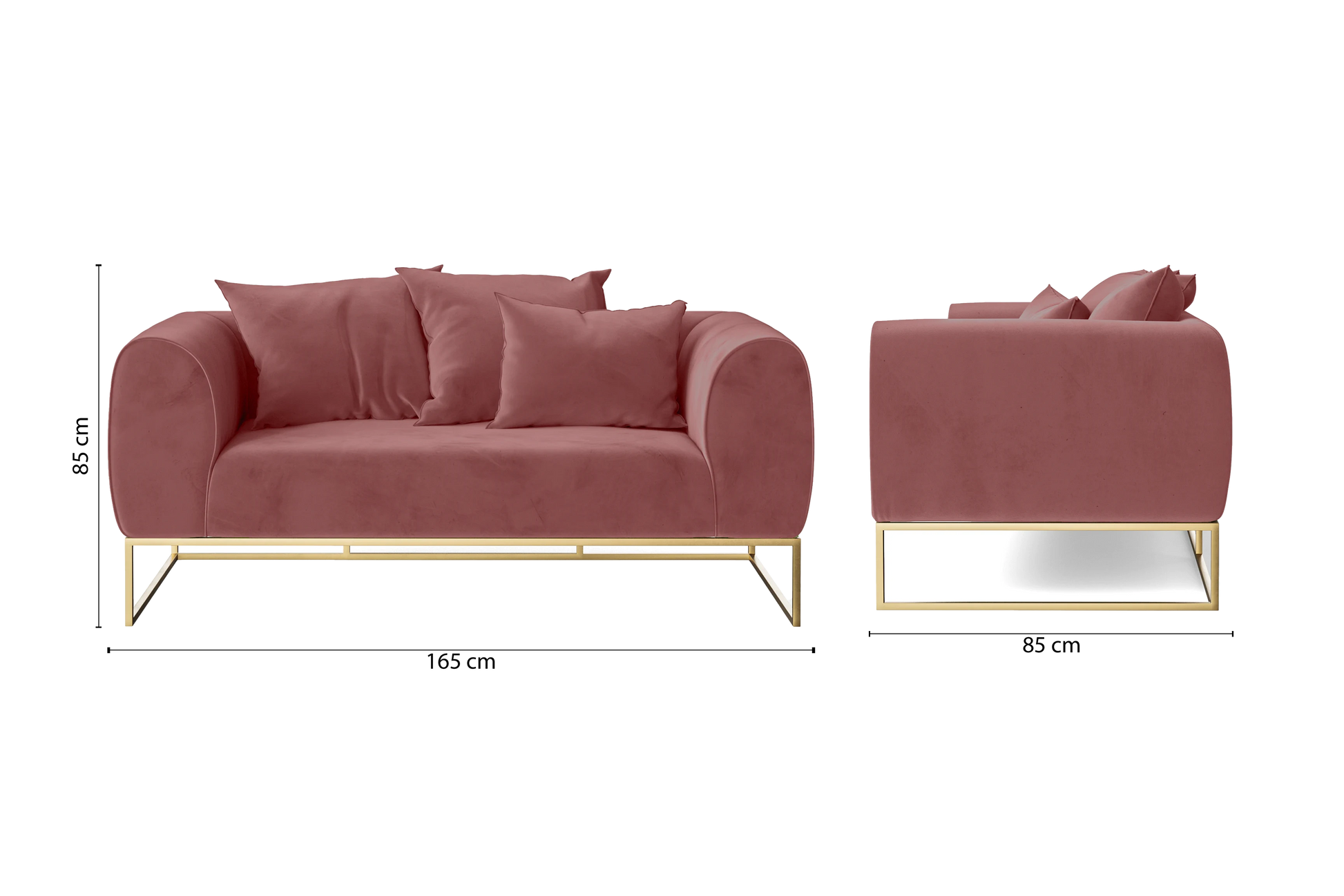 Mazara 2 Seater Sofa Pink Velvet