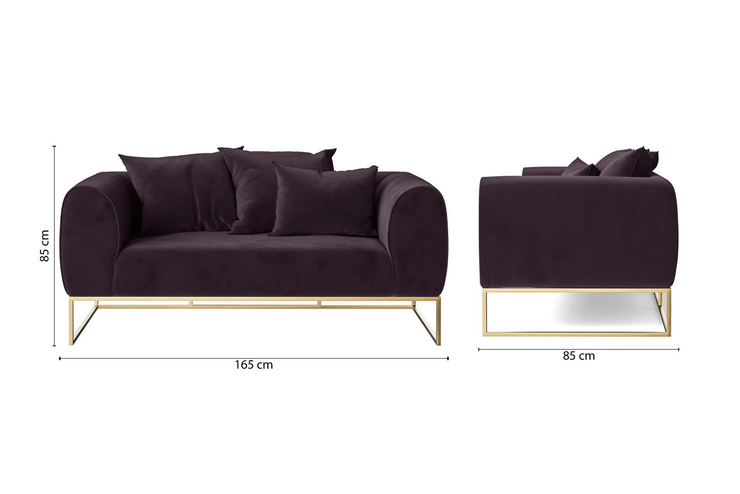 Mazara 2 Seater Sofa Purple Velvet