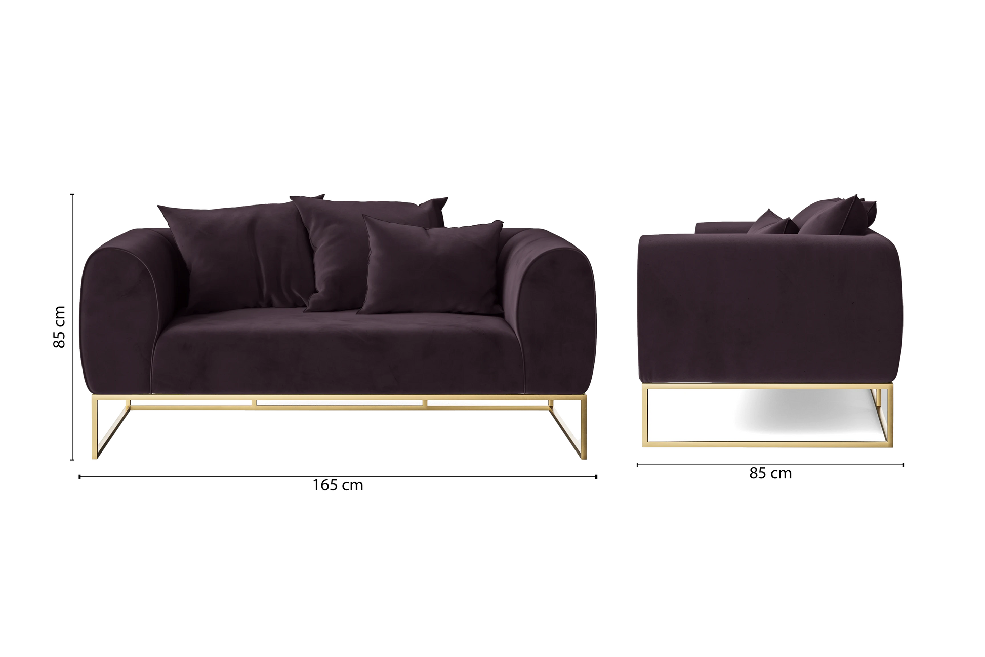 Mazara 2 Seater Sofa Purple Velvet