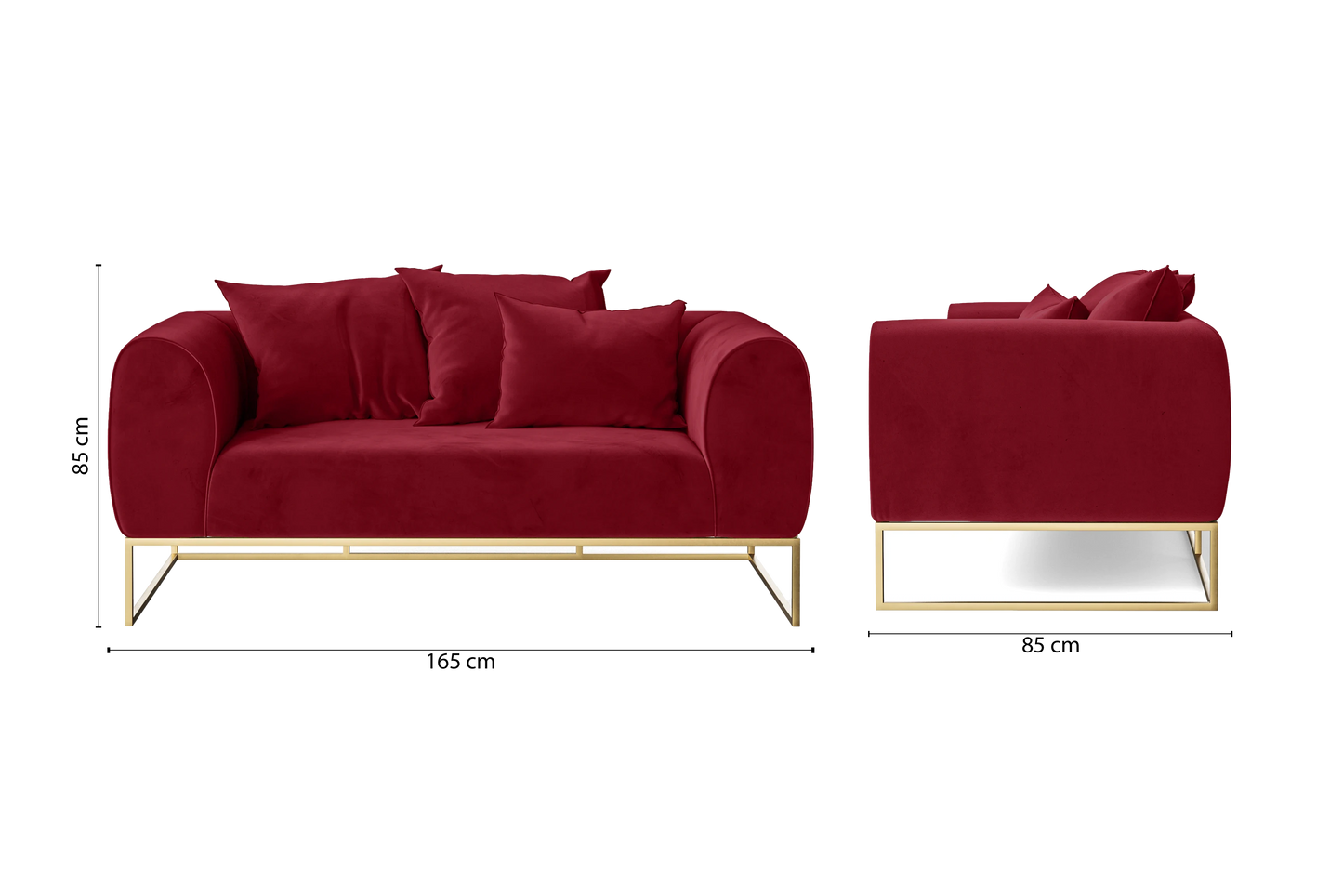 Mazara 2 Seater Sofa Red Velvet