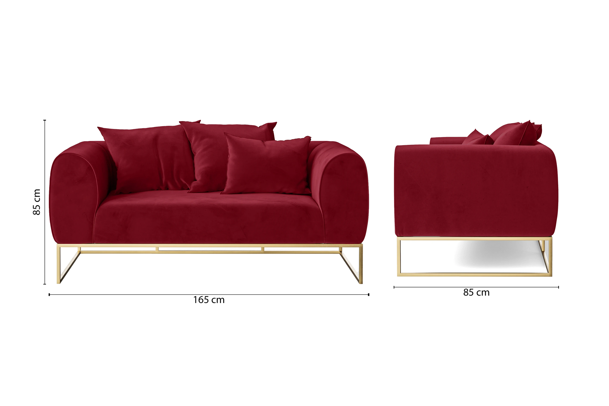 Mazara 2 Seater Sofa Red Velvet