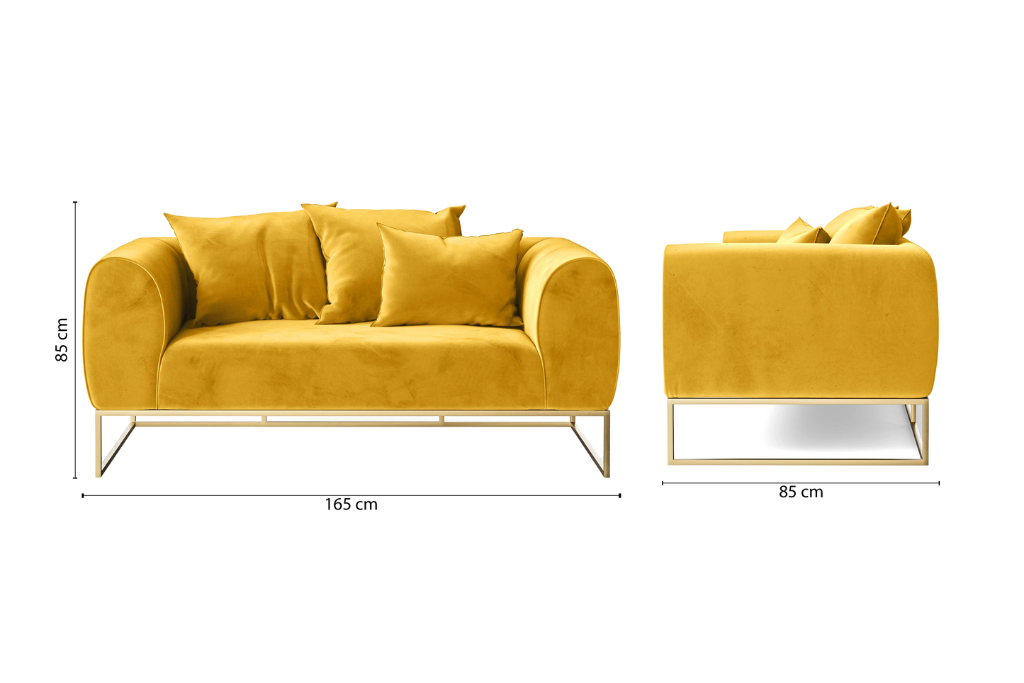 Mazara 2 Seater Sofa Yellow Velvet