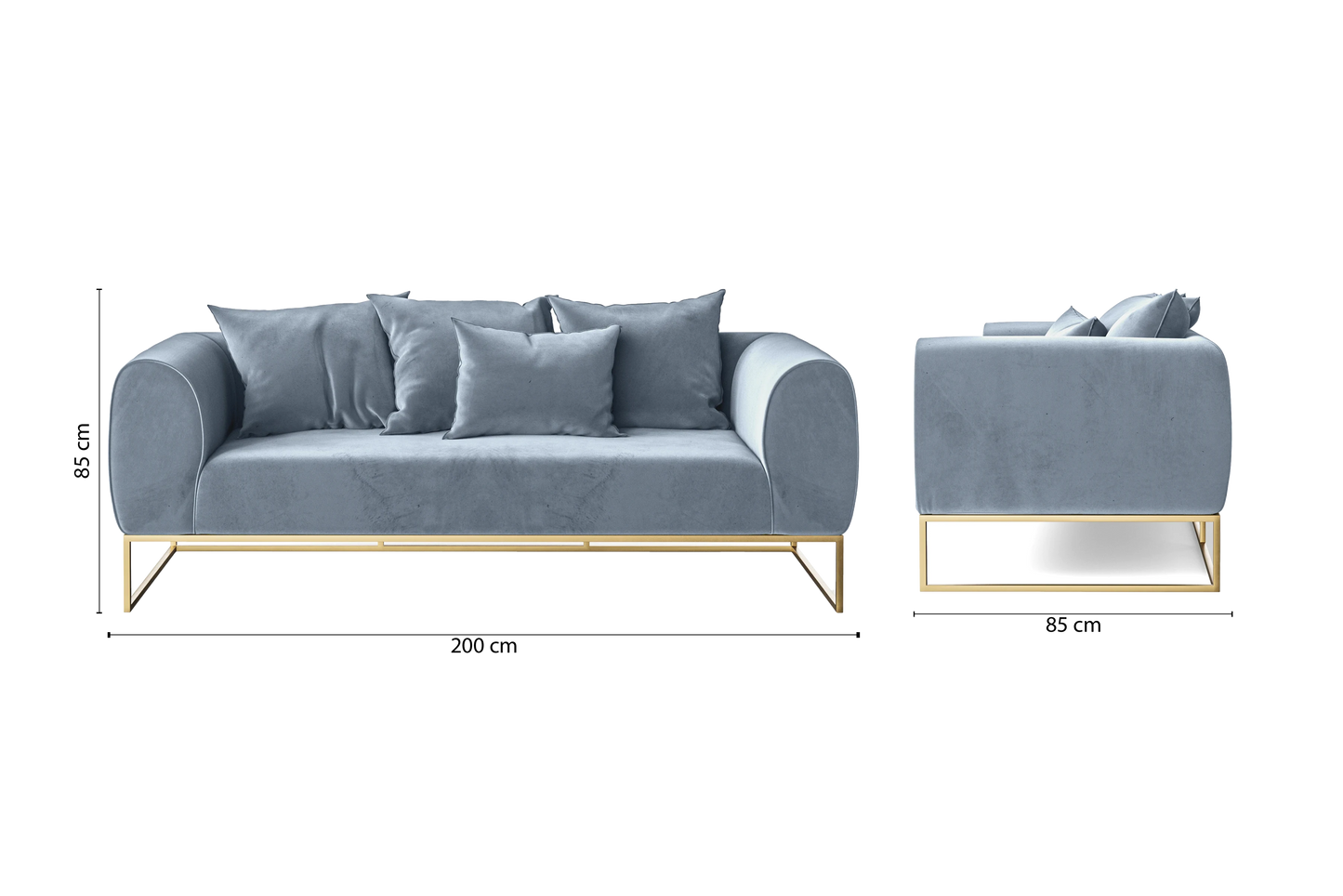 Mazara 3 Seater Sofa Baby Blue Velvet