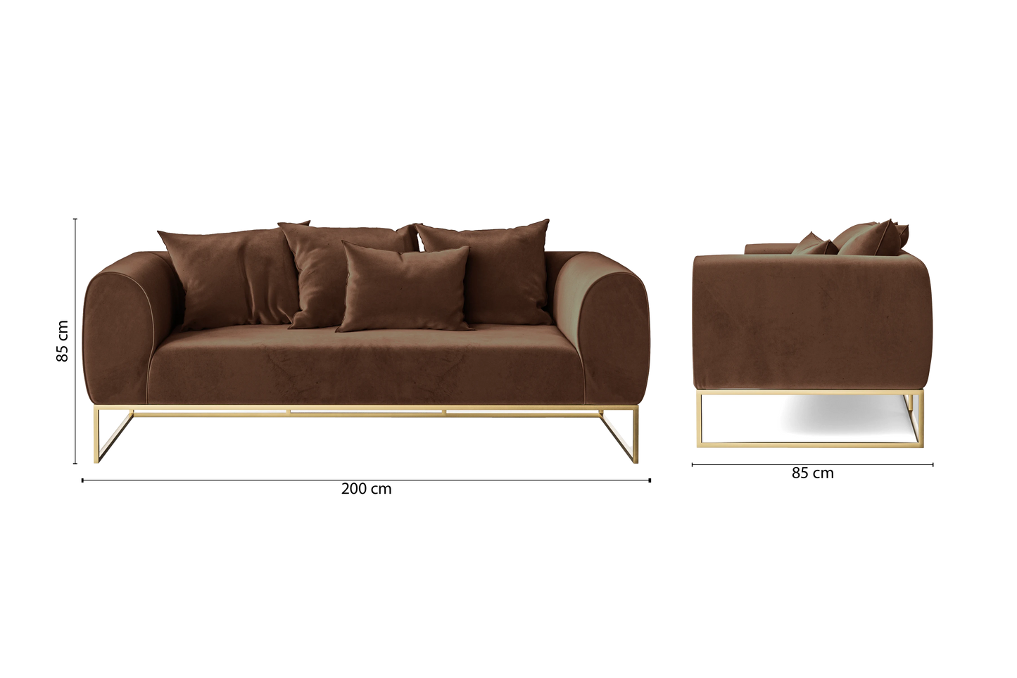 Mazara 3 Seater Sofa Coffee Brown Velvet