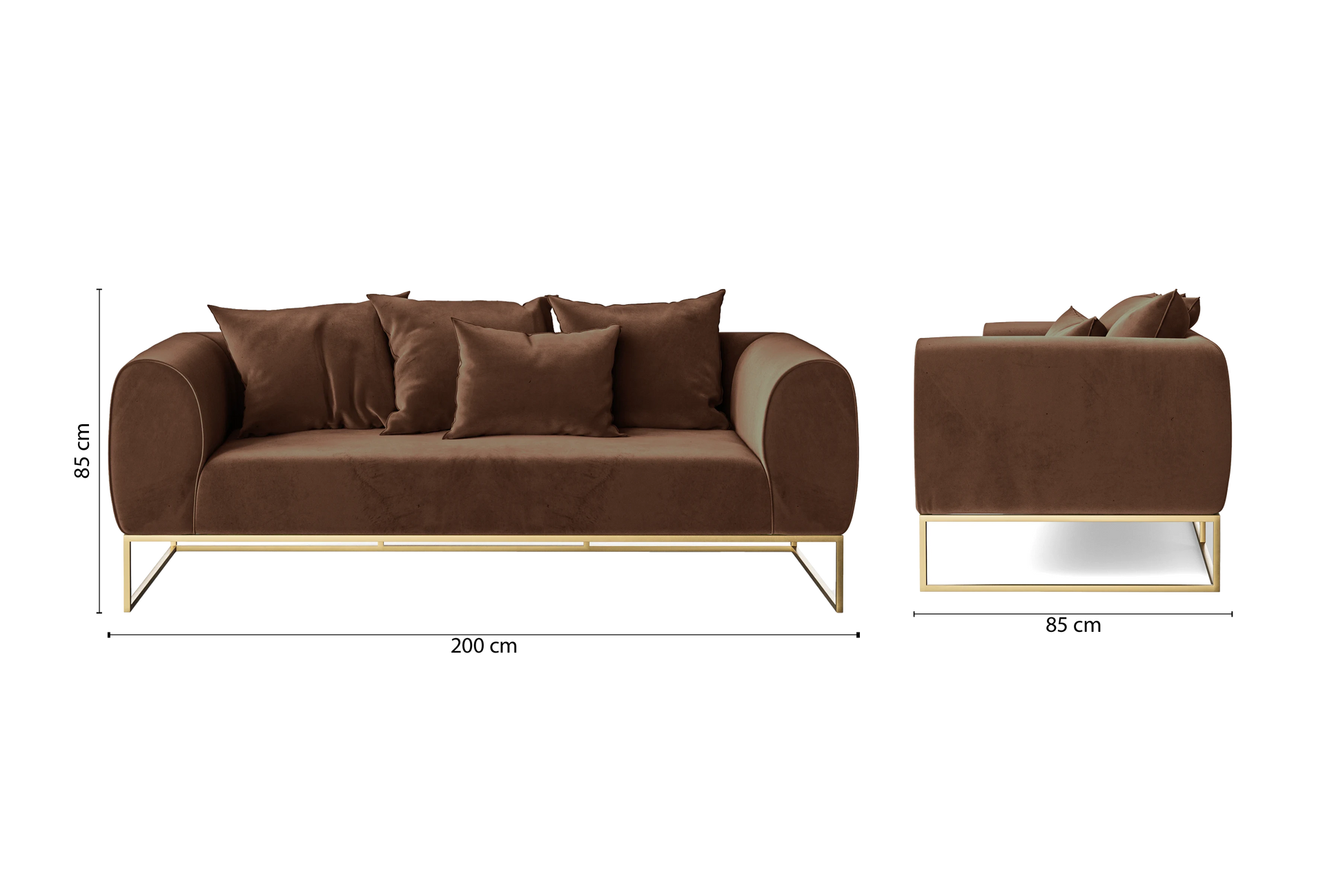 Mazara 3 Seater Sofa Coffee Brown Velvet