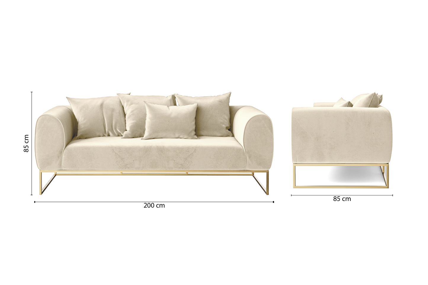 Mazara 3 Seater Sofa Cream Velvet