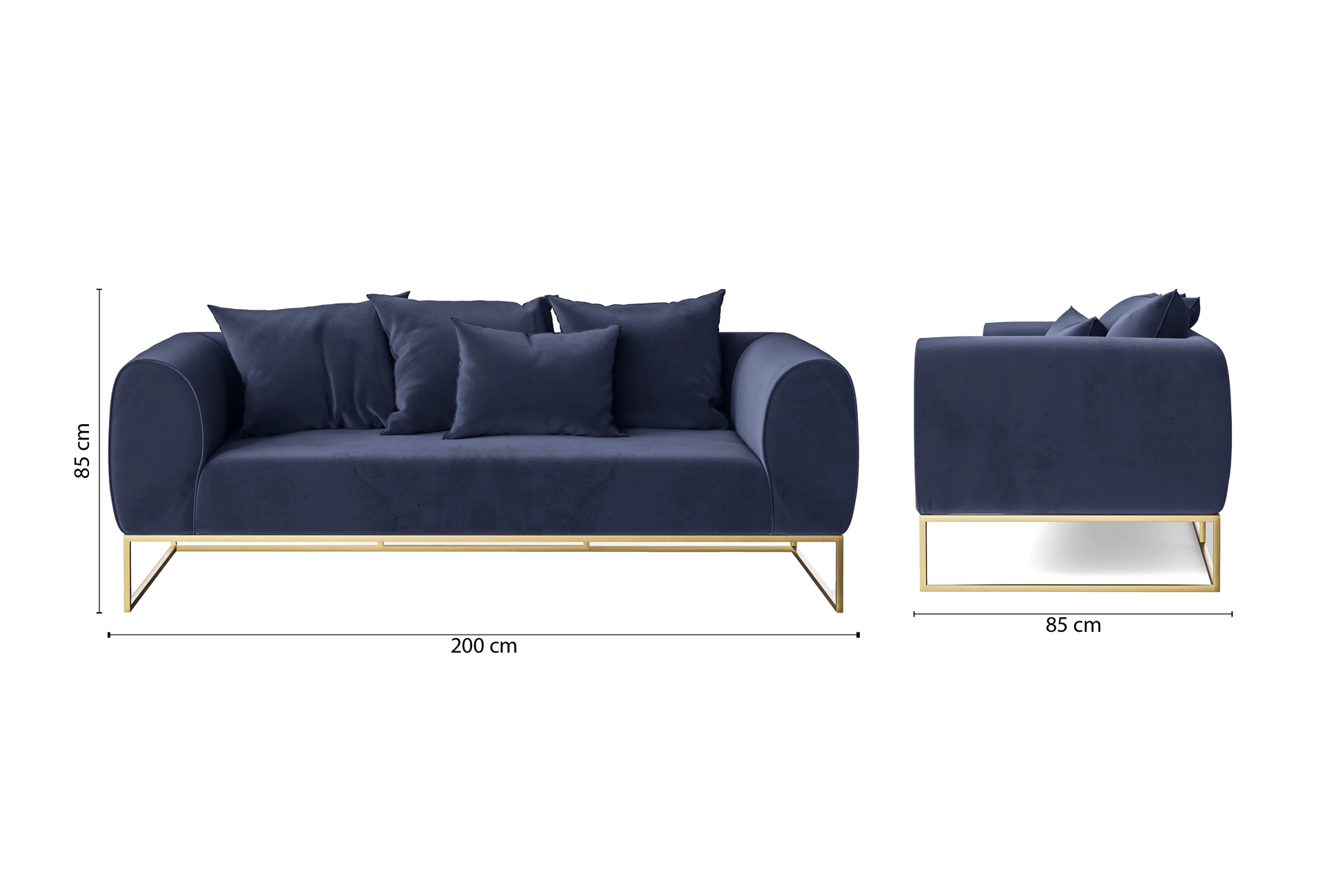 Mazara 3 Seater Sofa Dark Blue Velvet