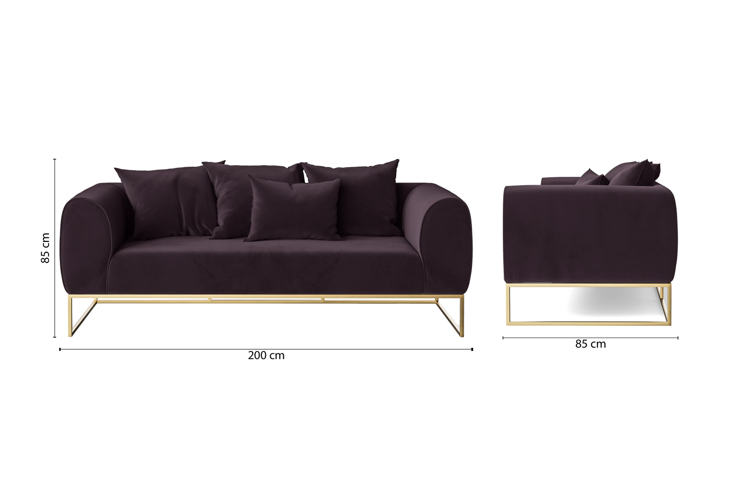 Mazara 3 Seater Sofa Purple Velvet