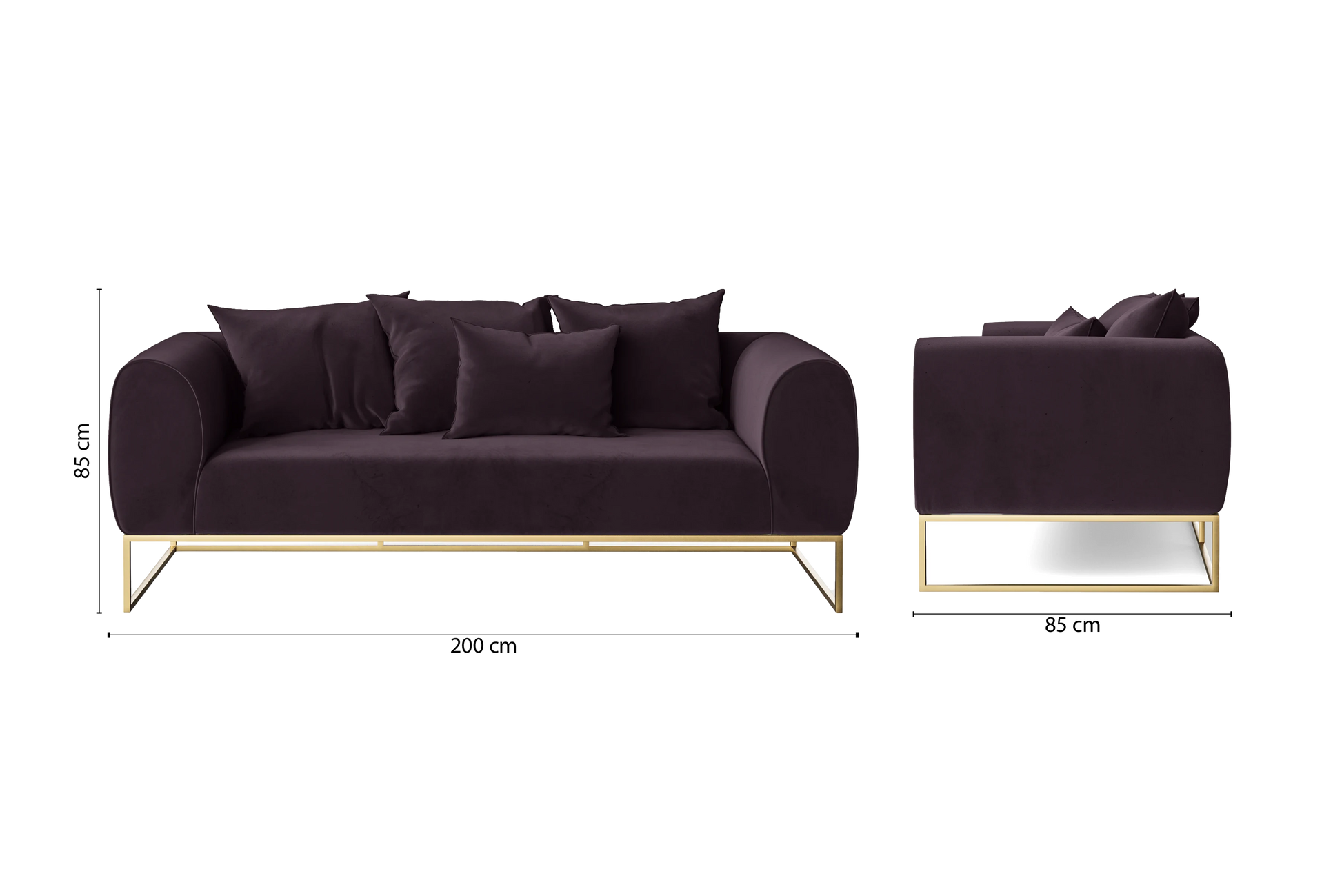 Mazara 3 Seater Sofa Purple Velvet